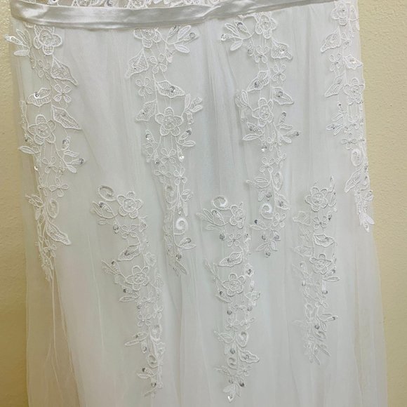 Ever Pretty V-Neck Lace Appliques Tulle Wedding Evening Gown Sz 16 White - Picture 6 of 11